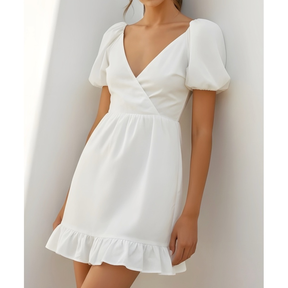 ALAMOUR THE LABEL Andrey Mini Dress, White, Medium